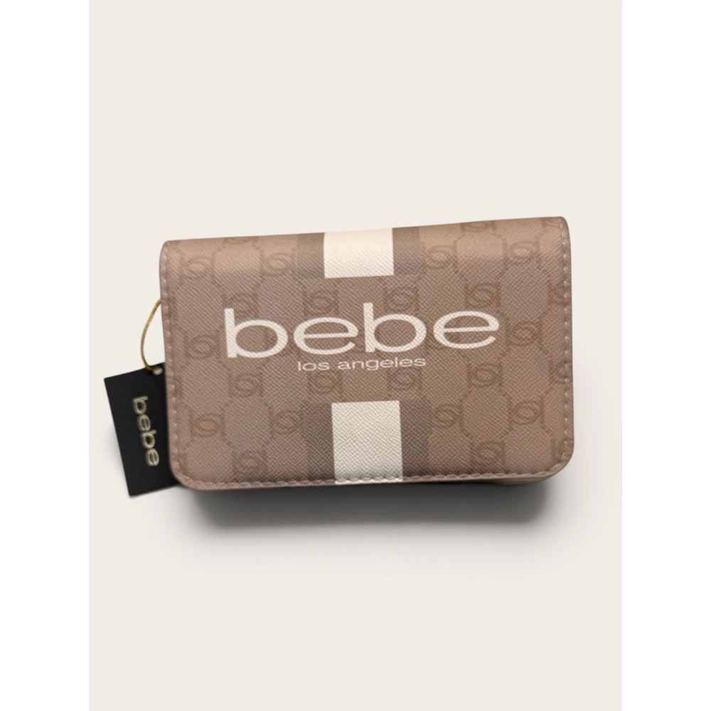 bebe Paisley Flap Crossbody Bag Light Taupe Monogram Logo NWT E02-4512PU